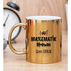 Hediye Dükkanı Kişiye Özel Matematik Öğretmeni Gold Kupa Bardak