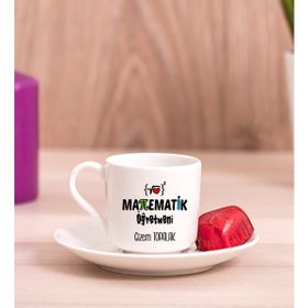 Hediye Dükkanı Kişiye Özel Matematik Öğretmeni Porselen Türk Kahvesi Fincanı