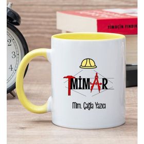 Hediye Dükkanı Kişiye Özel Mimar Sarı Kupa Bardak