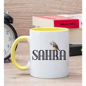 Hediye Dükkanı Kişiye Özel Minik Serçe İsim Yazılı Sarı Kupa Bardak