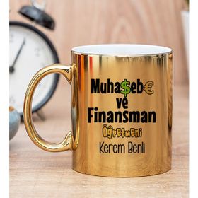 Hediye Dükkanı Kişiye Özel Muhasebe ve Finansman Öğretmeni Gold Kupa Bardak