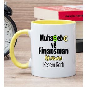 Hediye Dükkanı Kişiye Özel Muhasebe ve Finansman Öğretmeni Sarı Kupa Bardak
