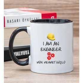 Hediye Dükkanı Kişiye Özel Mühendis Baskılı Siyah Kupa Bardak