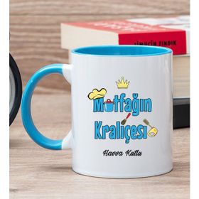 Hediye Dükkanı Kişiye Özel Mutfağın Kraliçesi Mavi Kupa