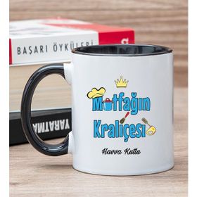 Hediye Dükkanı Kişiye Özel Mutfağın Kraliçesi Siyah Kupa