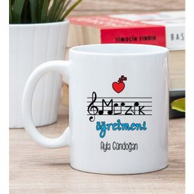 Hediye Dükkanı Kişiye Özel Müzik Öğretmeni Beyaz Kupa Bardak