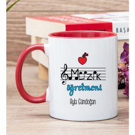 Hediye Dükkanı Kişiye Özel Müzik Öğretmeni Kırmızı Kupa