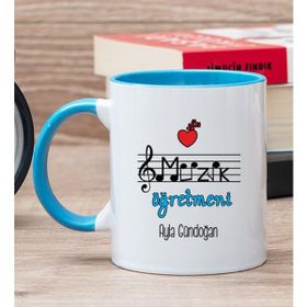 Hediye Dükkanı Kişiye Özel Müzik Öğretmeni Mavi Kupa