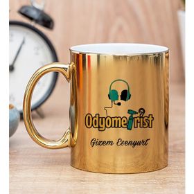 Hediye Dükkanı Kişiye Özel Odyometrist Baskılı Gold Kupa Bardak