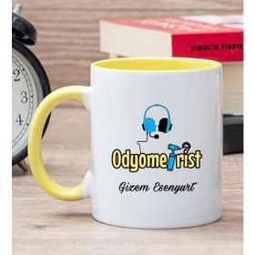 Hediye Dükkanı Kişiye Özel Odyometrist Baskılı Sarı Kupa Bardak