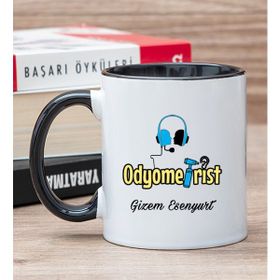 Hediye Dükkanı Kişiye Özel Odyometrist Baskılı Siyah Kupa Bardak