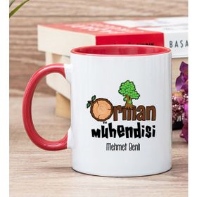 Hediye Dükkanı Kişiye Özel Orman Mühendisi Kırmızı Kupa