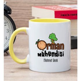 Hediye Dükkanı Kişiye Özel Orman Mühendisi Sarı Kupa Bardak