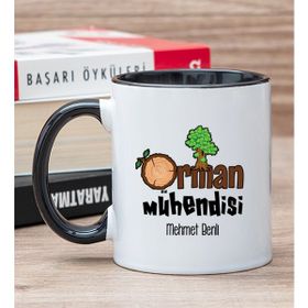 Hediye Dükkanı Kişiye Özel Orman Mühendisi Siyah Kupa Bardak