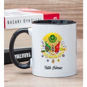 Hediye Dükkanı Kişiye Özel Osmanlı Armalı Siyah Kupa Bardak
