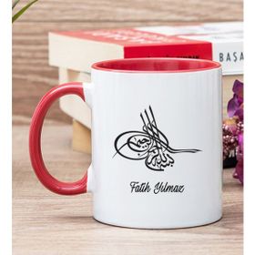 Hediye Dükkanı Kişiye Özel Osmanlı Tuğralı Kırmızı Kupa