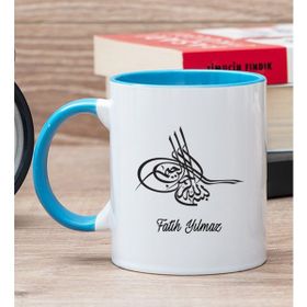 Hediye Dükkanı Kişiye Özel Osmanlı Tuğralı Mavi Kupa
