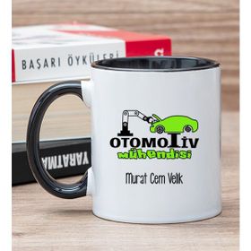 Hediye Dükkanı Kişiye Özel Otomotiv Mühendisi Siyah Kupa Bardak