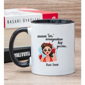 Hediye Dükkanı Kişiye Özel Övmeyeceksen Baskılı Hiç Yazma Siyah Kupa Bardak