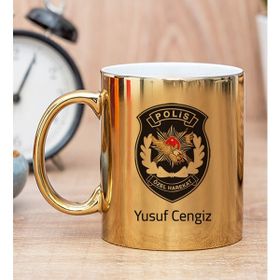 Hediye Dükkanı Kişiye Özel Özel Harekat Polisi Baskılı Gold Kupa Bardak