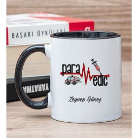 Hediye Dükkanı Kişiye Özel Paramedik Baskılı Siyah Kupa Bardak