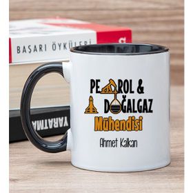Hediye Dükkanı Kişiye Özel Petrol Mühendisi Siyah Kupa Bardak