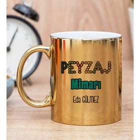 Hediye Dükkanı Kişiye Özel Peyzaj Mimarı Baskılı Gold Kupa Bardak
