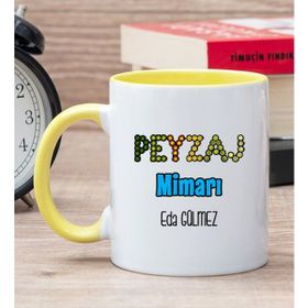 Hediye Dükkanı Kişiye Özel Peyzaj Mimarı Baskılı Sarı Kupa Bardak