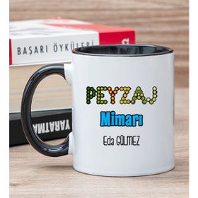 Hediye Dükkanı Kişiye Özel Peyzaj Mimarı Baskılı Siyah Kupa Bardak