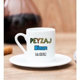 Hediye Dükkanı Kişiye Özel Peyzaj Mimarı Beyaz Türk Kahvesi Fincanı