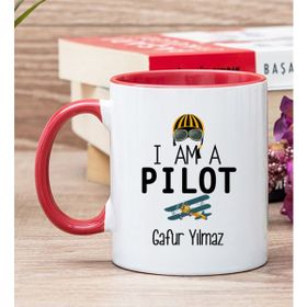 Hediye Dükkanı Kişiye Özel Pilot Kırmızı Kupa