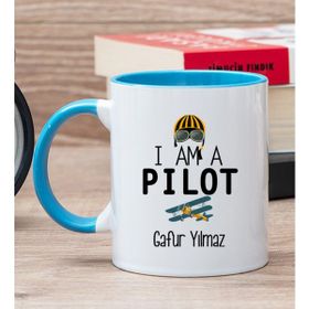 Hediye Dükkanı Kişiye Özel Pilot Mavi Kupa