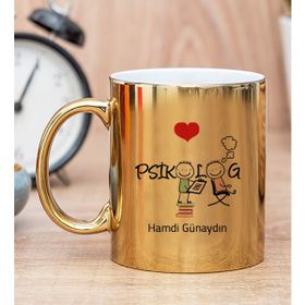Hediye Dükkanı Kişiye Özel Psikolog Baskılı Gold Kupa Bardak