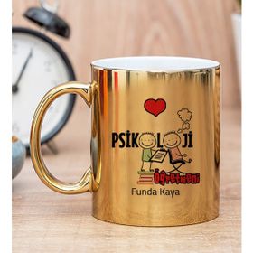 Hediye Dükkanı Kişiye Özel Psikoloji Öğretmeni Gold Kupa Bardak