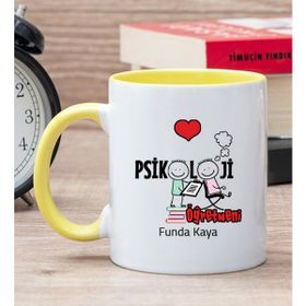 Hediye Dükkanı Kişiye Özel Psikoloji Öğretmeni Sarı Kupa Bardak