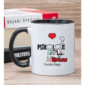 Hediye Dükkanı Kişiye Özel Psikoloji Öğretmeni Siyah Kupa Bardak