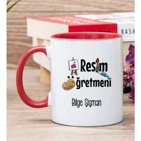 Hediye Dükkanı Kişiye Özel Resim Öğretmeni Kırmızı Kupa