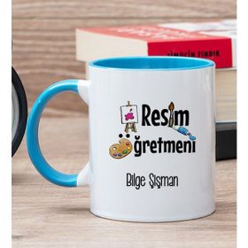 Hediye Dükkanı Kişiye Özel Resim Öğretmeni Mavi Kupa