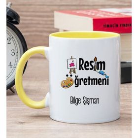 Hediye Dükkanı Kişiye Özel Resim Öğretmeni Sarı Kupa Bardak