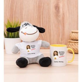 Hediye Dükkanı Kişiye Özel Ruh Eşimi Nasıl Bulayım Esprili Sarı Kupa Bardak ve Peluş Eşek