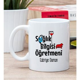 Hediye Dükkanı Kişiye Özel Sağlık Bilgisi Öğretmeni Beyaz Kupa Bardak