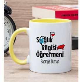 Hediye Dükkanı Kişiye Özel Sağlık Bilgisi Öğretmeni Sarı Kupa Bardak