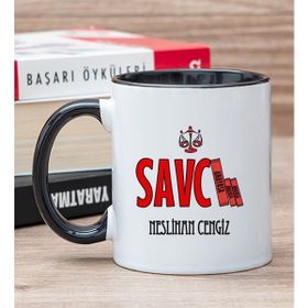 Hediye Dükkanı Kişiye Özel Savcı Baskılı Siyah Kupa Bardak