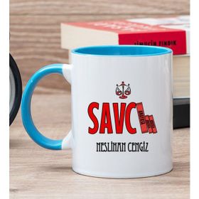 Hediye Dükkanı Kişiye Özel Savcı Mavi Kupa