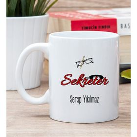 Hediye Dükkanı Kişiye Özel Sekreter Baskılı Beyaz Kupa Bardak