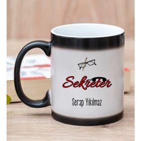 Hediye Dükkanı Kişiye Özel Sekreter Baskılı Sihirli Kupa Bardak
