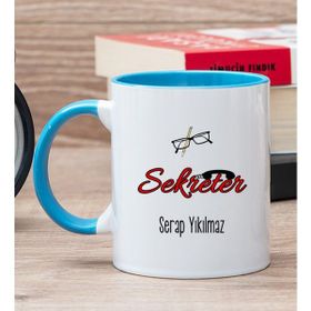 Hediye Dükkanı Kişiye Özel Sekreter Mavi Kupa