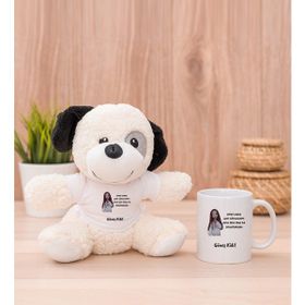Hediye Dükkanı Kişiye Özel Sen Onu Da Soğutursun Esprili Beyaz Kupa Bardak ve Peluş Köpek