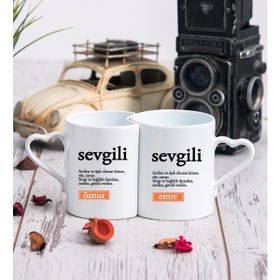 Hediye Dükkanı Kişiye Özel Sevgili Kelime Anlamı İkili Sevgili Kupası