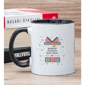 Hediye Dükkanı Kişiye Özel Sevgililer Günü Hediyesi Siyah Kupa